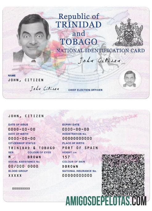 Trinidad And Tobaco ID Card exemplo